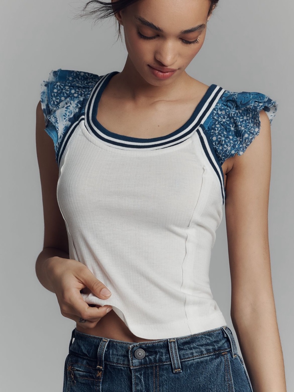 NWT Anthropologie Pilcro Flutter Sleeve Sport Tank